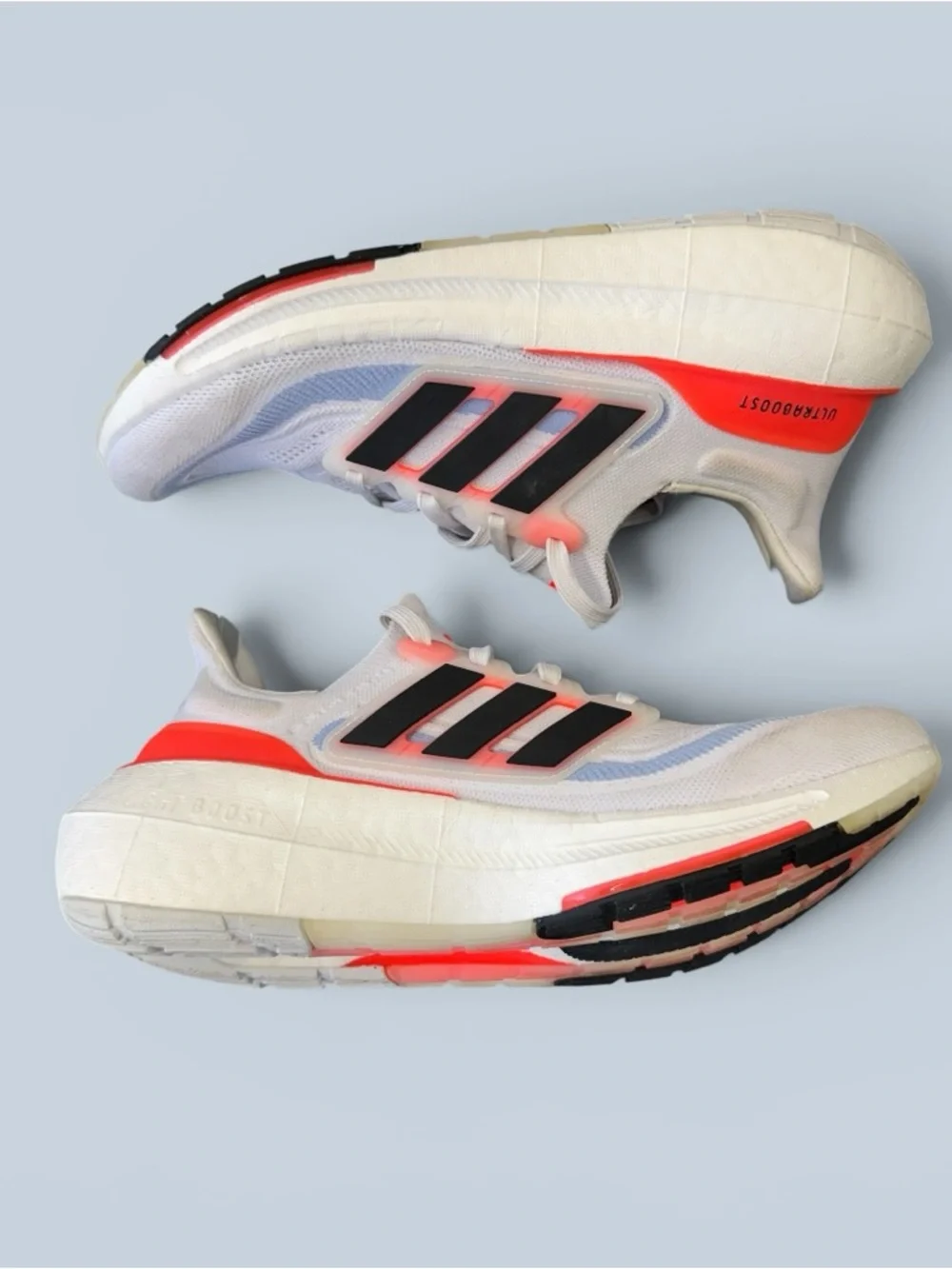 Adidas Ultraboost Running Sneakers - White with Coral & Black Accents Sz 8.5